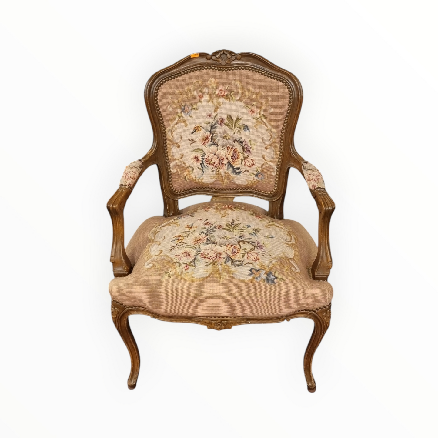 houten stoel met bloemen print, franse style